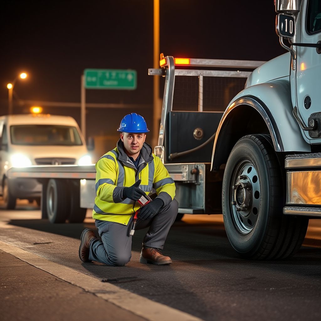 A professional tow truck operator preparing equipment for a safe vehicle recovery in Redmond, Oregon.